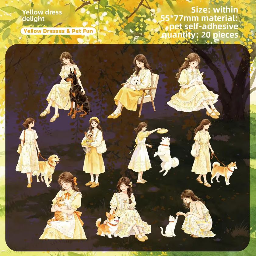 20 Collect Cuties Series Girl with Pets Character-themed Stickers