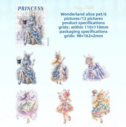 12 Pcs Princess and Fairy Tale Series Character-themed Character Stickers