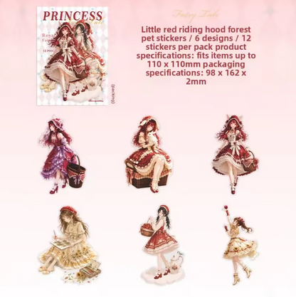 12 Pcs Princess and Fairy Tale Series Character-themed Character Stickers