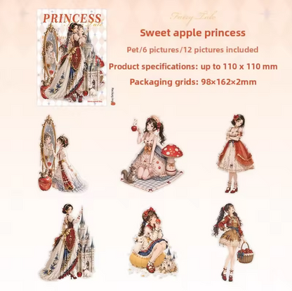 12 Pcs Princess and Fairy Tale Series Character-themed Character Stickers