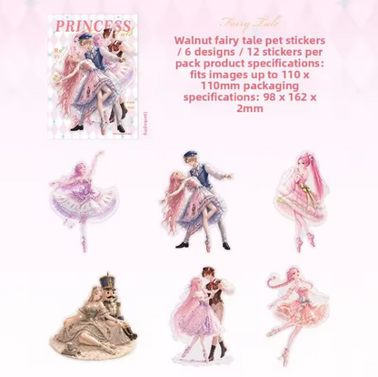 12 Pcs Princess and Fairy Tale Series Character-themed Character Stickers