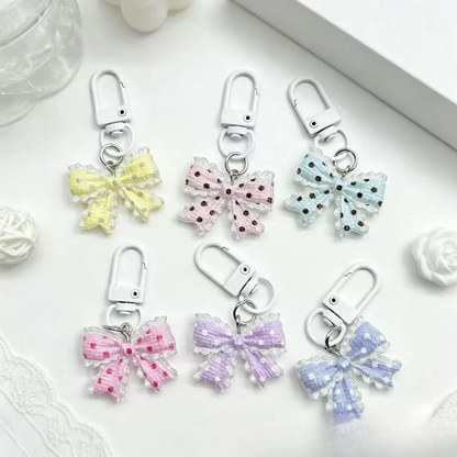 1 pc Transparent Polka-Dot Bow Tie Keychain Cute Charm