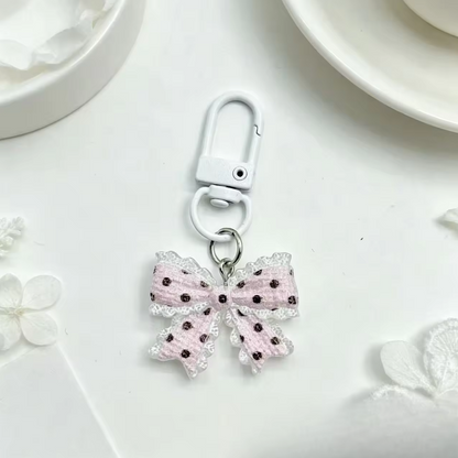 1 pc Transparent Polka-Dot Bow Tie Keychain Cute Charm