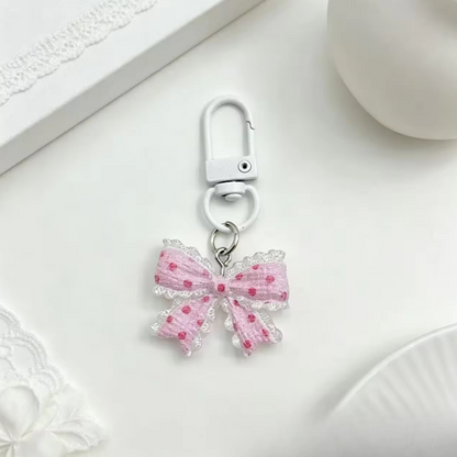 1 pc Transparent Polka-Dot Bow Tie Keychain Cute Charm