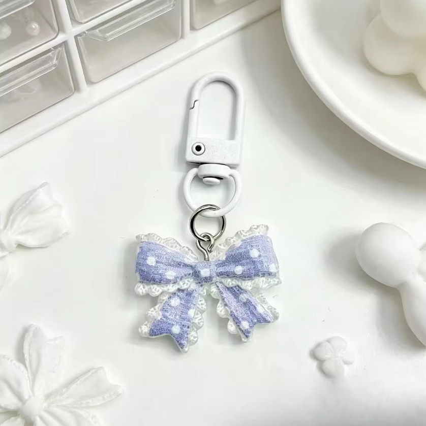 1 pc Transparent Polka-Dot Bow Tie Keychain Cute Charm