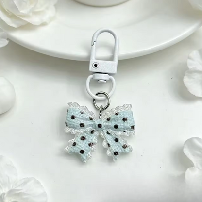 1 pc Transparent Polka-Dot Bow Tie Keychain Cute Charm