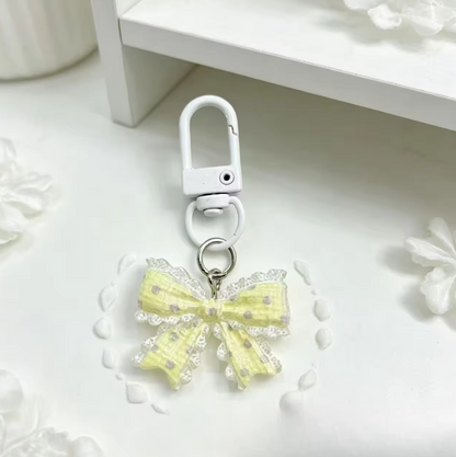 1 pc Transparent Polka-Dot Bow Tie Keychain Cute Charm