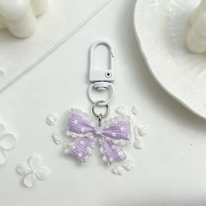 1 pc Transparent Polka-Dot Bow Tie Keychain Cute Charm