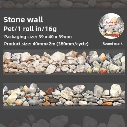 1 Roll One Fine Day Stone Wall Path Series Wall Tape for Journaling