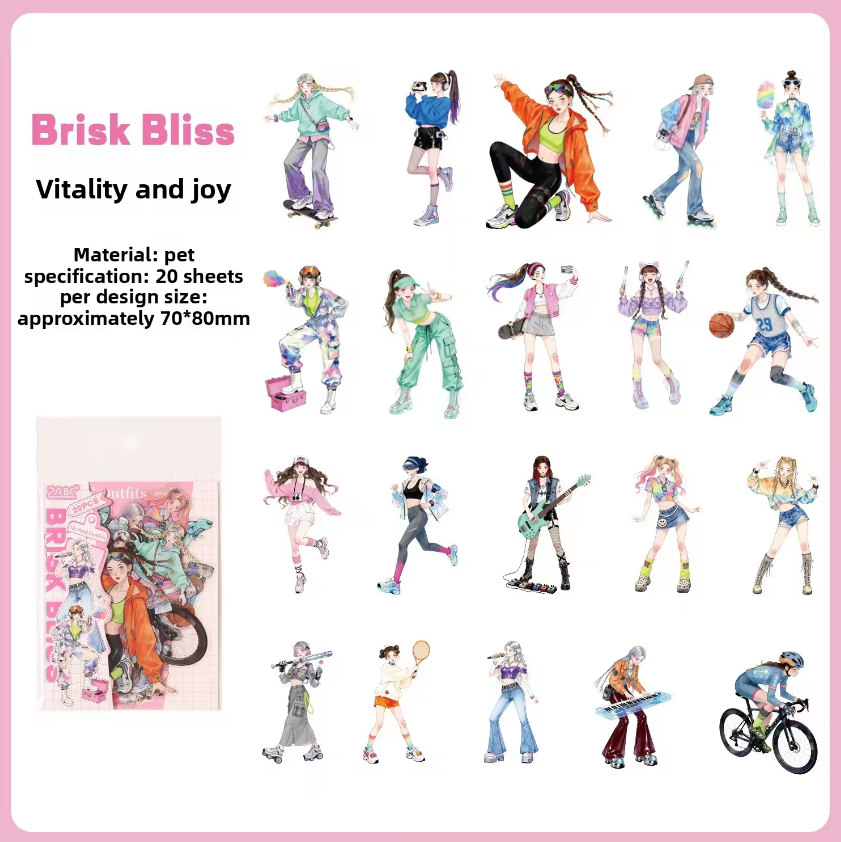 20 Pcs Endless Outfit Combinations Girl Character Journaling Stickers