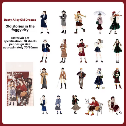 20 Pcs Endless Outfit Combinations Girl Character Journaling Stickers