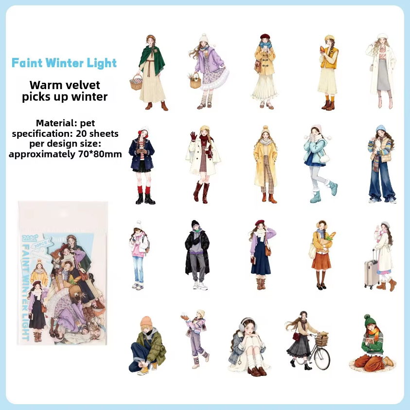 20 Pcs Endless Outfit Combinations Girl Character Journaling Stickers