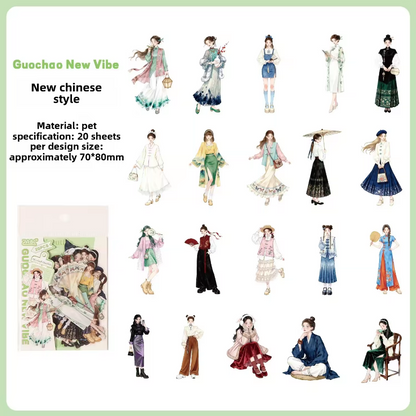 20 Pcs Endless Outfit Combinations Girl Character Journaling Stickers