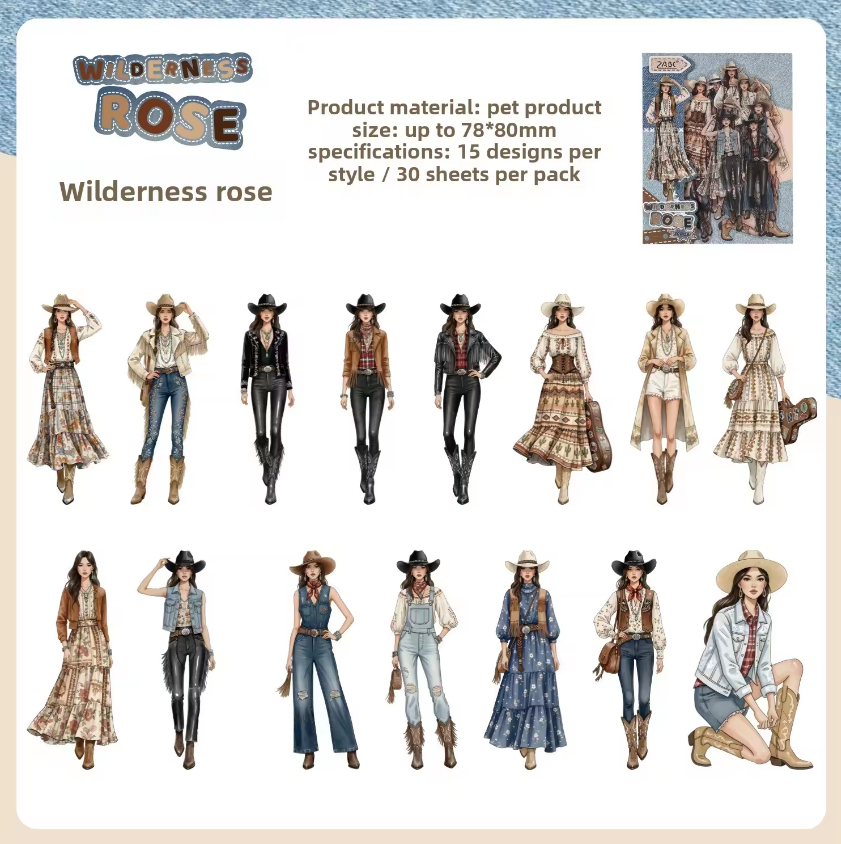 30 Pcs Wild Star Series Girl Character Stickers