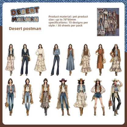 30 Pcs Wild Star Series Girl Character Stickers