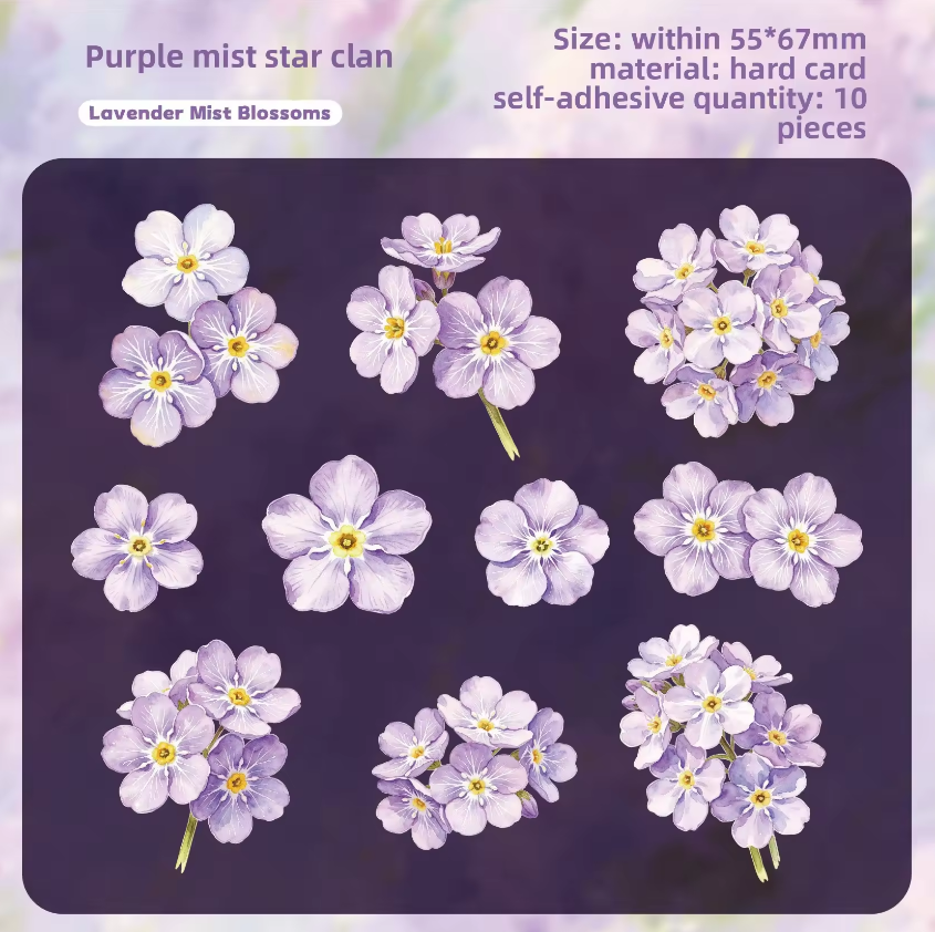 10 Pcs Light Floral Stationery Series Floral-themed Scrapbooking Stickers