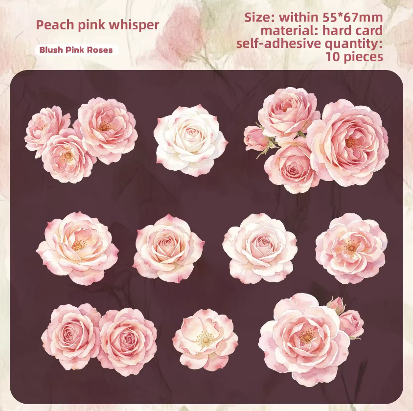 10 Pcs Light Floral Stationery Series Floral-themed Scrapbooking Stickers