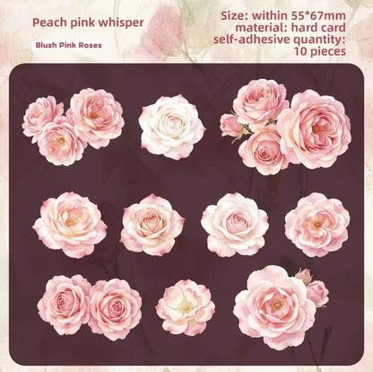 10 Pcs Light Floral Stationery Series Floral-themed Scrapbooking Stickers