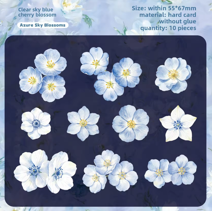 10 Pcs Light Floral Stationery Series Floral-themed Scrapbooking Stickers