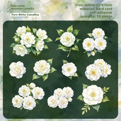 10 Pcs Light Floral Stationery Series Floral-themed Scrapbooking Stickers