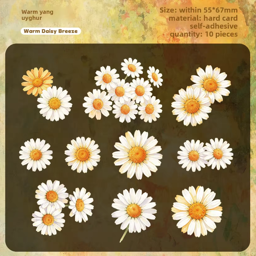 10 Pcs Light Floral Stationery Series Floral-themed Scrapbooking Stickers