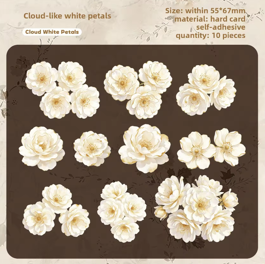 10 Pcs Light Floral Stationery Series Floral-themed Scrapbooking Stickers