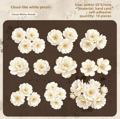 10 Pcs Light Floral Stationery Series Floral-themed Scrapbooking Stickers