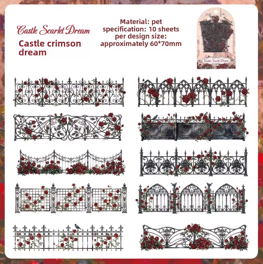 10 Pcs Flower Hedge Whispers Series Fence Journaling Stickers