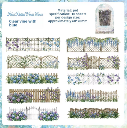 10 Pcs Flower Hedge Whispers Series Fence Journaling Stickers