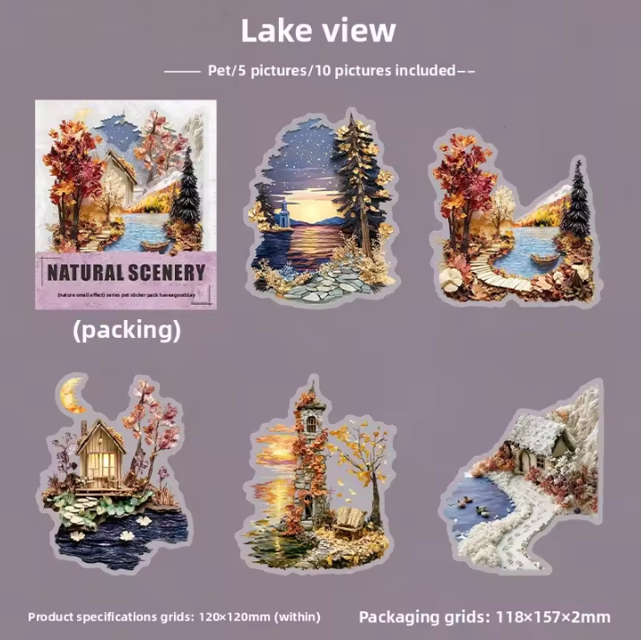 10 Pcs Nature Mini Scenes Series Landscape themed Scrapbooking Stickers