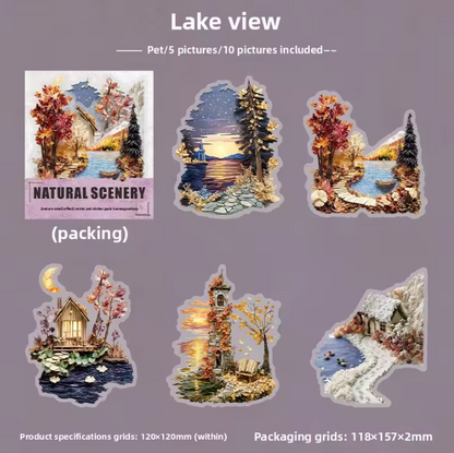 10 Pcs Nature Mini Scenes Series Landscape themed Scrapbooking Stickers