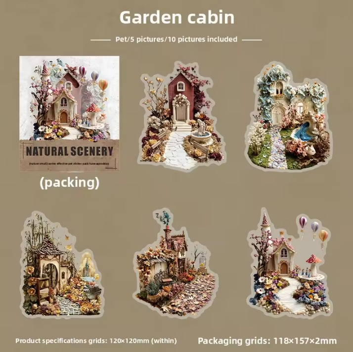 10 Pcs Nature Mini Scenes Series Landscape themed Scrapbooking Stickers