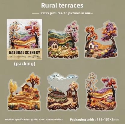 10 Pcs Nature Mini Scenes Series Landscape themed Scrapbooking Stickers