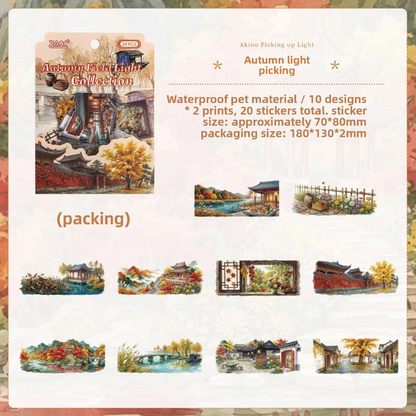 20 Pcs Four Seasons Series Retro Landscape Stickers