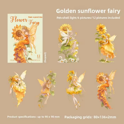 12 Pcs Flower Fairies Series Fairy Character Dreamy Stickers
