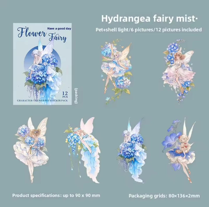 12 Pcs Flower Fairies Series Fairy Character Dreamy Stickers