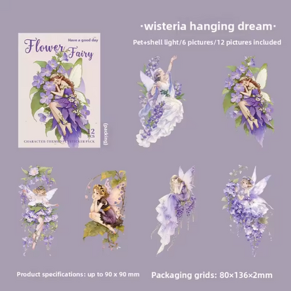12 Pcs Flower Fairies Series Fairy Character Dreamy Stickers