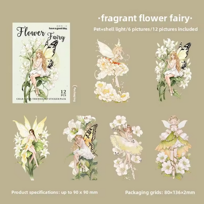 12 Pcs Flower Fairies Series Fairy Character Dreamy Stickers