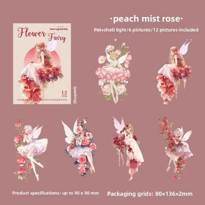 12 Pcs Flower Fairies Series Fairy Character Dreamy Stickers
