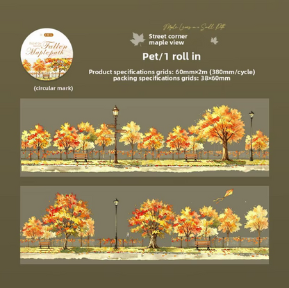 1 Roll Maple-Lined Path Series Autumn Scenery Landscape Tape