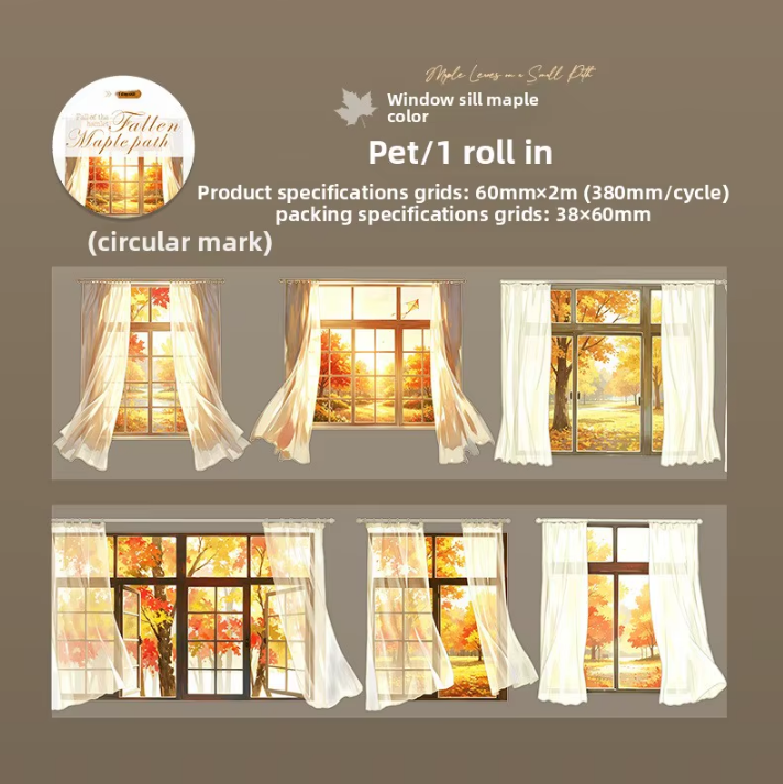 1 Roll Maple-Lined Path Series Autumn Scenery Landscape Tape