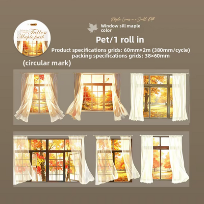 1 Roll Maple-Lined Path Series Autumn Scenery Landscape Tape