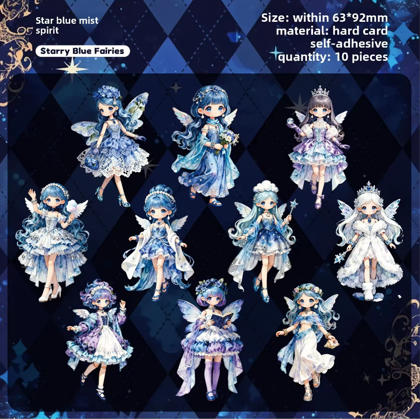 10 Pcs Lolita Fairy Series Lolita-style Anime-themed Journaling Stickers