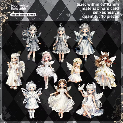 10 Pcs Lolita Fairy Series Lolita-style Anime-themed Journaling Stickers