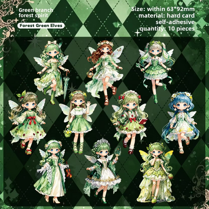10 Pcs Lolita Fairy Series Lolita-style Anime-themed Journaling Stickers