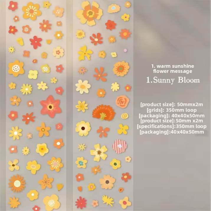 1 Roll Little Flower Story Series Edge-less Die-cut Flower Tape