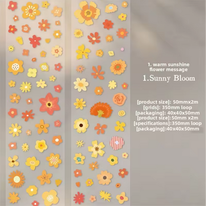 1 Roll Little Flower Story Series Edge-less Die-cut Flower Tape