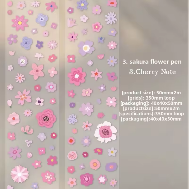 1 Roll Little Flower Story Series Edge-less Die-cut Flower Tape
