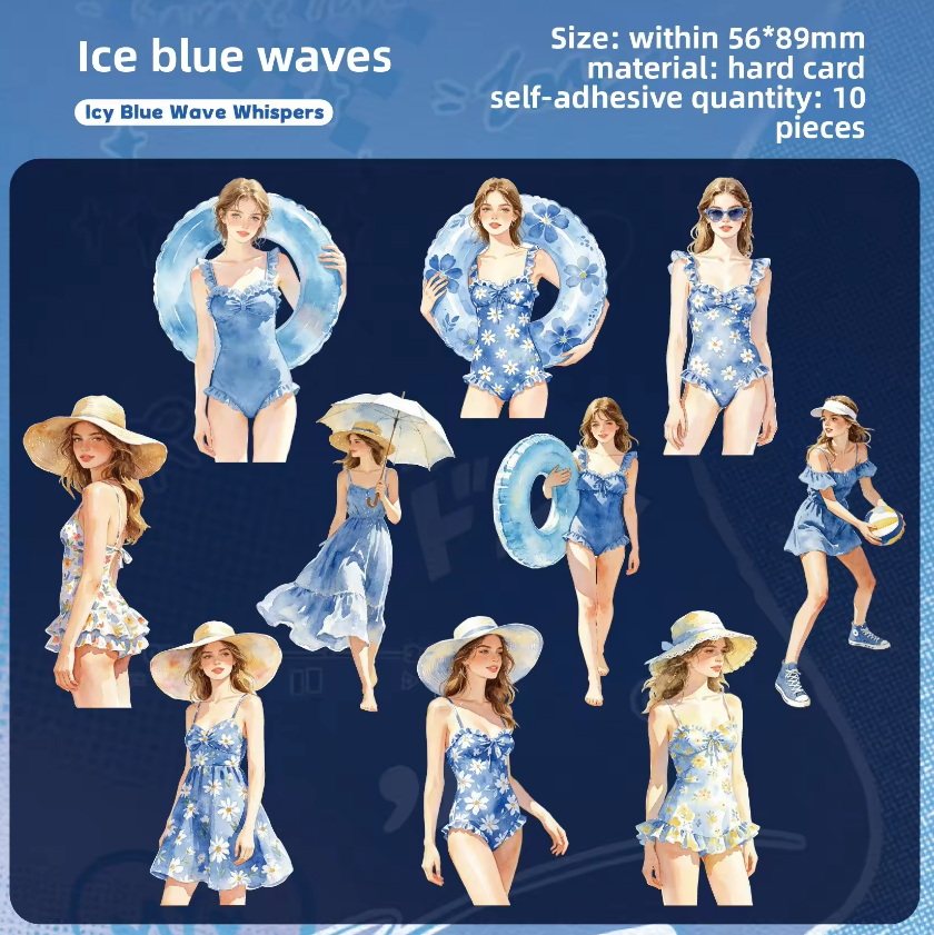 10 Pcs Hello Summer Series Summer-themed People Swimming Stickers