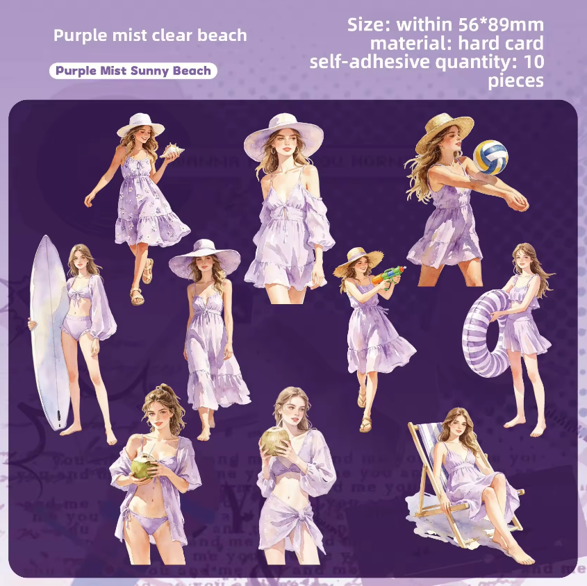 10 Pcs Hello Summer Series Summer-themed People Swimming Stickers